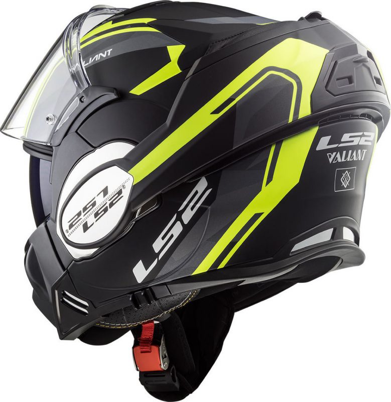 Casco LS2 VALIANT LINE Modular. Casco De Moto Negro Mate Y Amarillo.